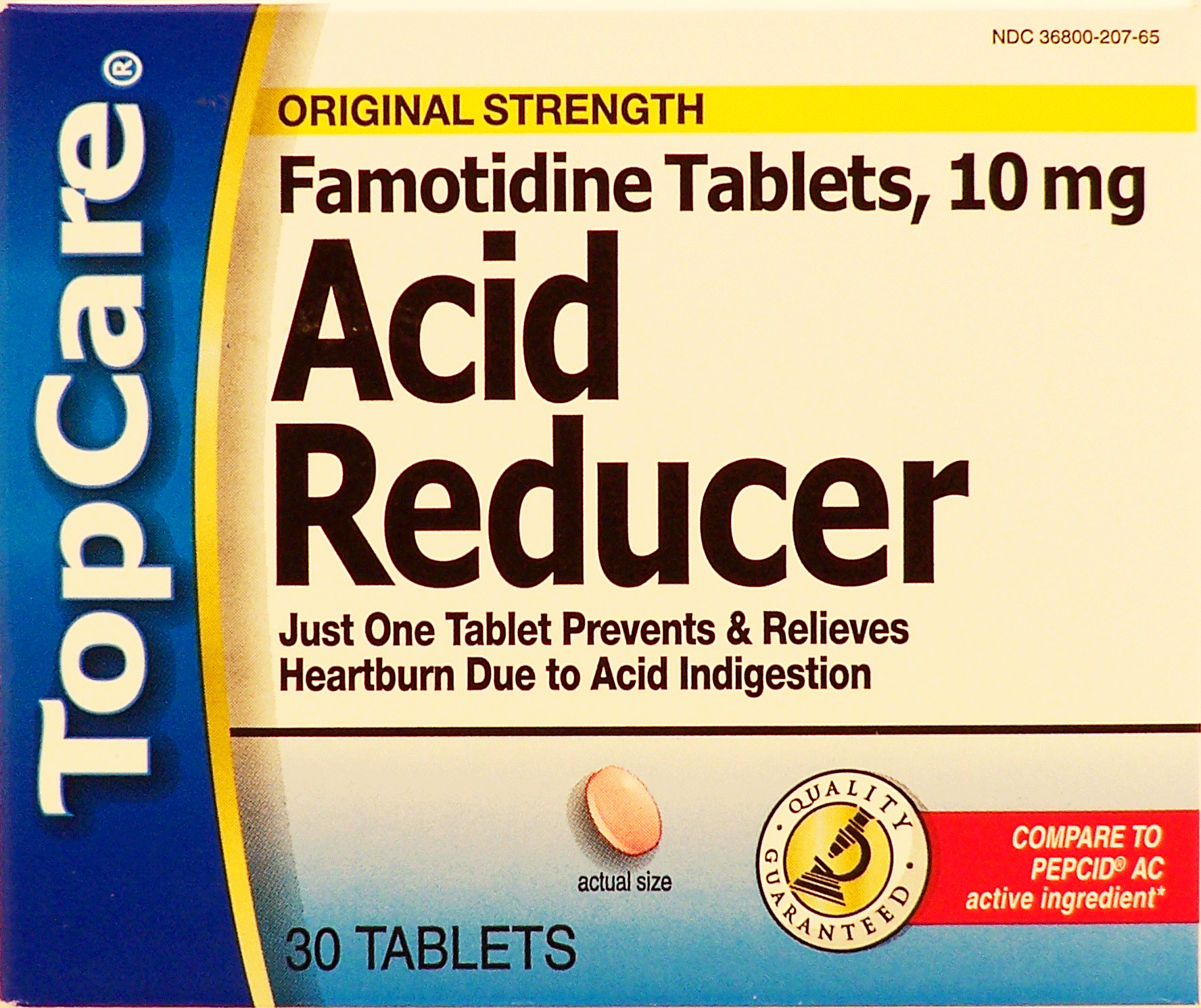 Top Care  acid reducer, prevents & relieves heartburn due to acid indigestion, famotidine 10 mg Full-Size Picture